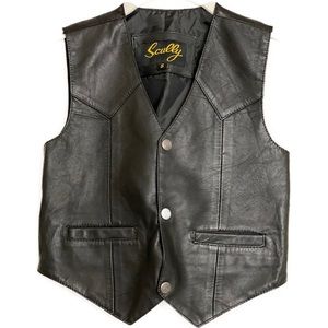 SCULLY Black Genuine Leather Moto Western Vest
